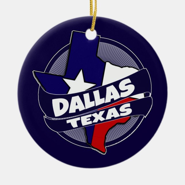 Dallas Texas flagga sprängde helgdag ornament (Framsidan)