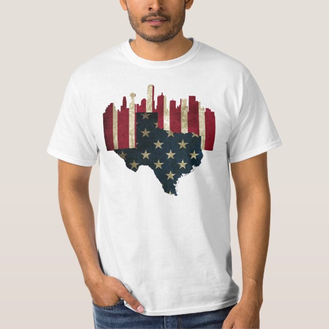 Dallas Texas flaggahorisont T Shirt (Framsida)