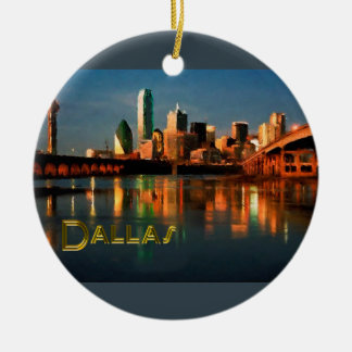 Dallas Texas horisont på skymningen Julgransprydnad Keramik