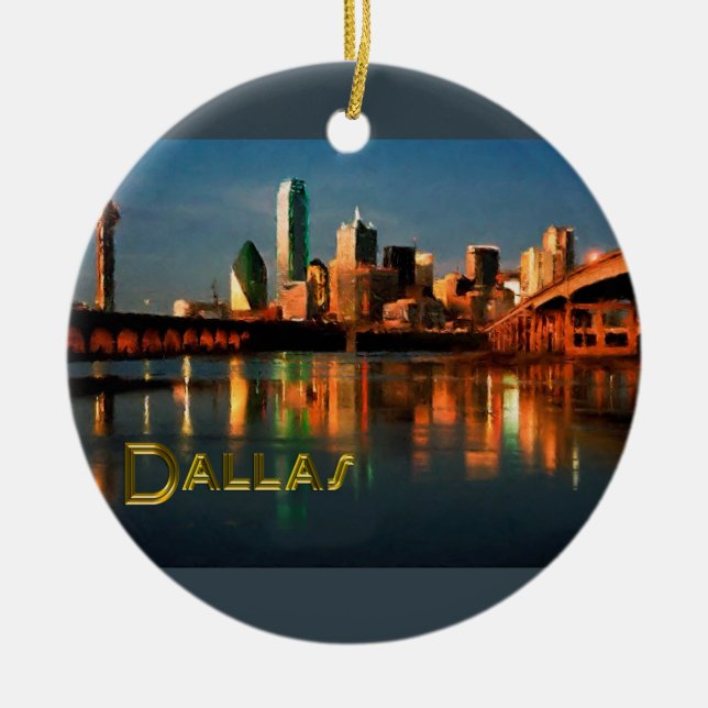 Dallas Texas horisont på skymningen Julgransprydnad Keramik (Framsidan)