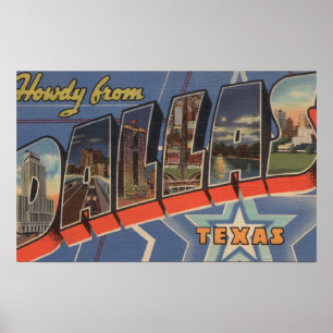 Dallas, Texas - Howdy from - Large Brev Scenes Poster