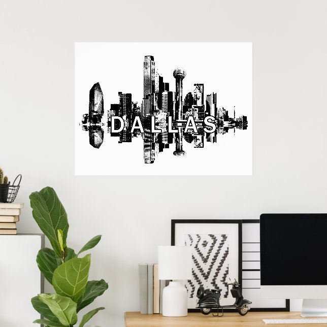Dallas, Texas i svartvitt Poster (Hemmakontoret)