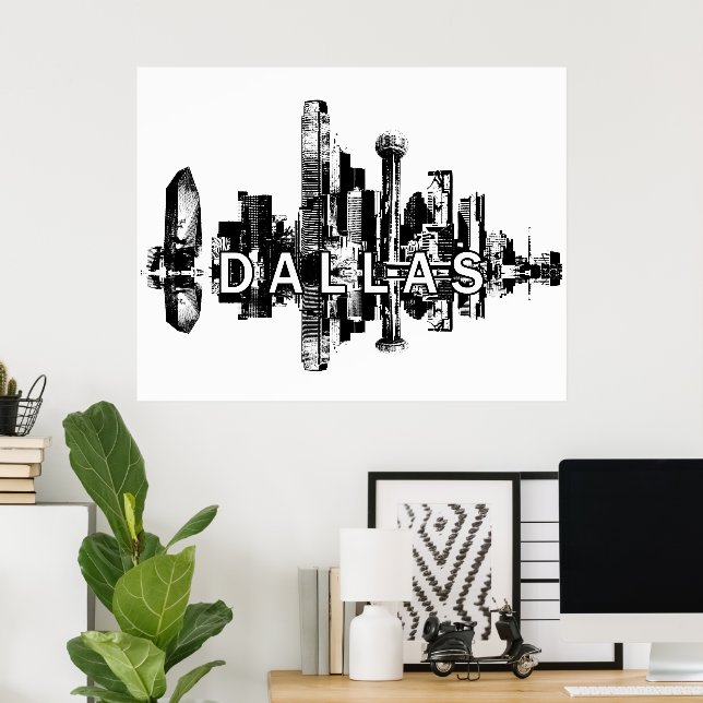 Dallas, Texas i svartvitt Poster (Hemmakontoret)