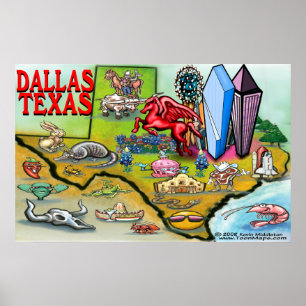 Dallas TEXAS Karta Poster