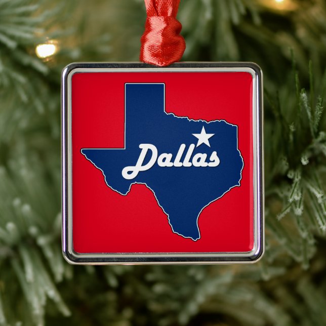 Dallas Texas Lone Star State Karta Texan jul Julgransprydnad Metall (Träd)