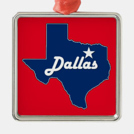 Dallas Texas Lone Star State Karta Texan jul Julgransprydnad Metall
