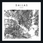 Dallas Texas Minimal Modern Street Karta Poster<br><div class="desc">Dallas Texas Minimal Modern Street Karta</div>
