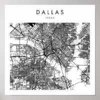 Dallas Texas Minimal Modern Street Karta