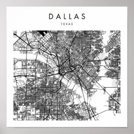 Dallas Texas Minimal Modern Street Karta Poster