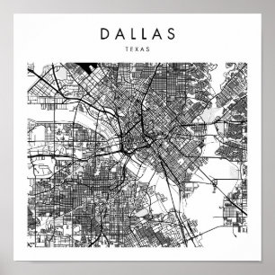 Dallas Texas Minimal Modern Street Karta Poster