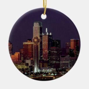 Dallas Texas natthorisont Julgransprydnad Keramik
