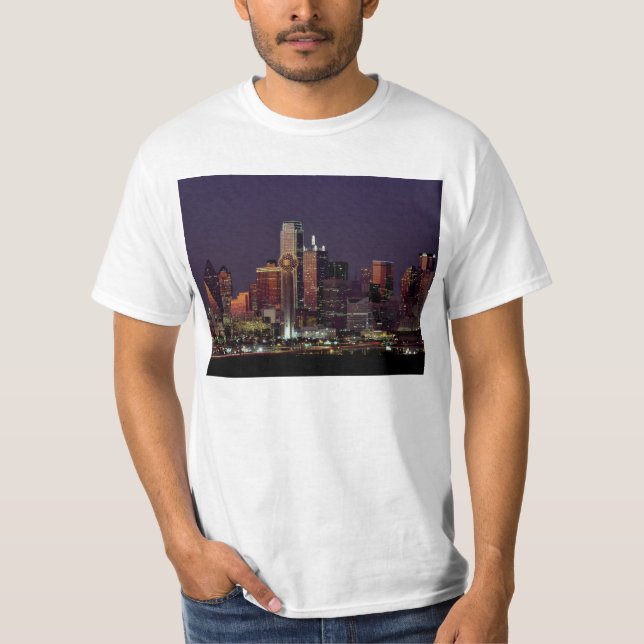 Dallas Texas natthorisont Tee Shirt (Framsida)