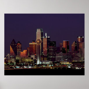 Dallas, Texas nattskyline Poster
