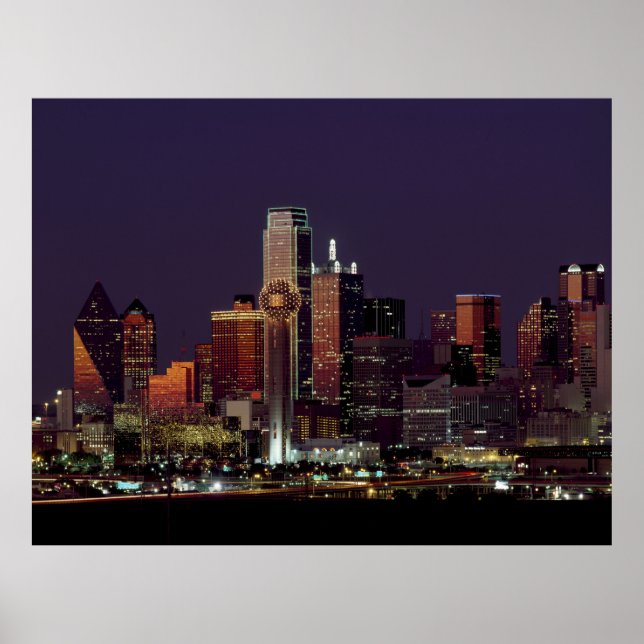 Dallas, Texas nattskyline Poster (Framsidan)