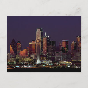Dallas, Texas nattskyline Vykort