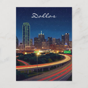 Dallas Texas Night Postcard Vykort