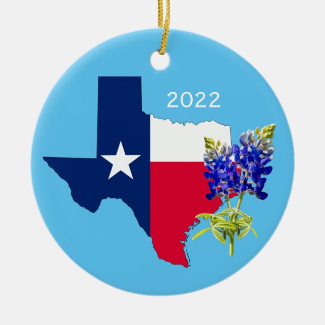 Dallas, Texas Outline och Bluebonnets Ornament (Framsidan)