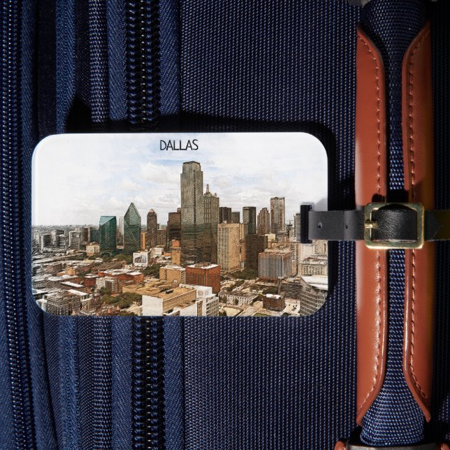 Dallas Texas Panorama VIew City Silhouette Bagagebricka (Framsida Insitu 4)