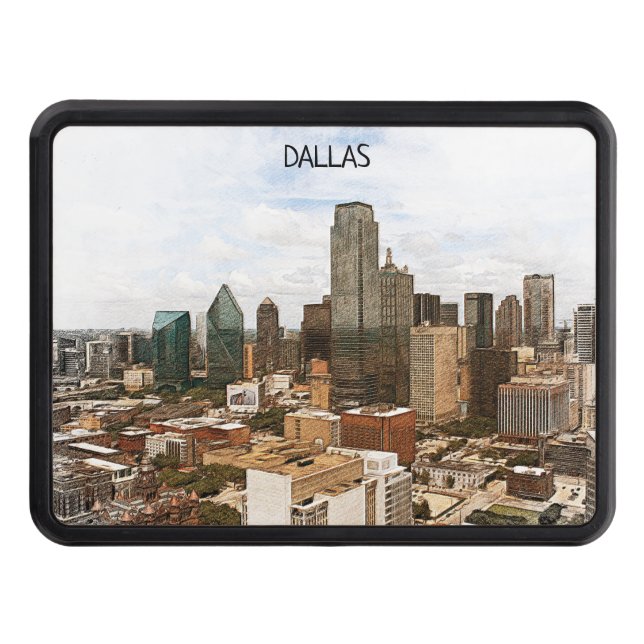 Dallas Texas Panorama VIew City Silhouette Dragkroksskydd (Framsidan)