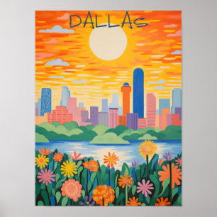 Dallas Texas Resa Stad Måleri Estetik Poster