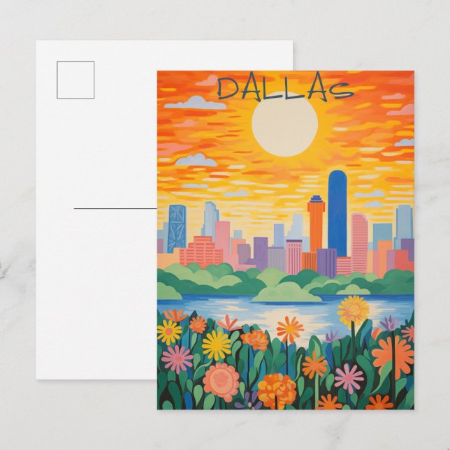 Dallas Texas Resa Stad Målning Estetik Vykort (Fram/baksida)