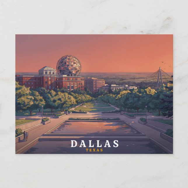 Dallas Texas Retro Resa Vykort (Framsida)