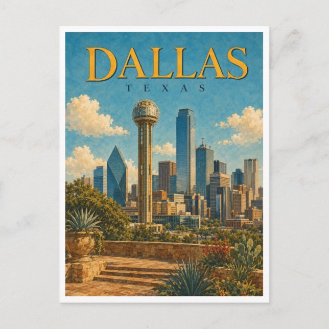 Dallas Texas Reunion Tower GeoSaga Vykort (Framsida)