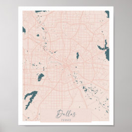 Dallas Texas Rosa och Blue Cute Script Street Kart Poster