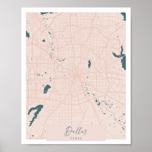 Dallas Texas Rosa och Blue Cute Script Street Kart Poster