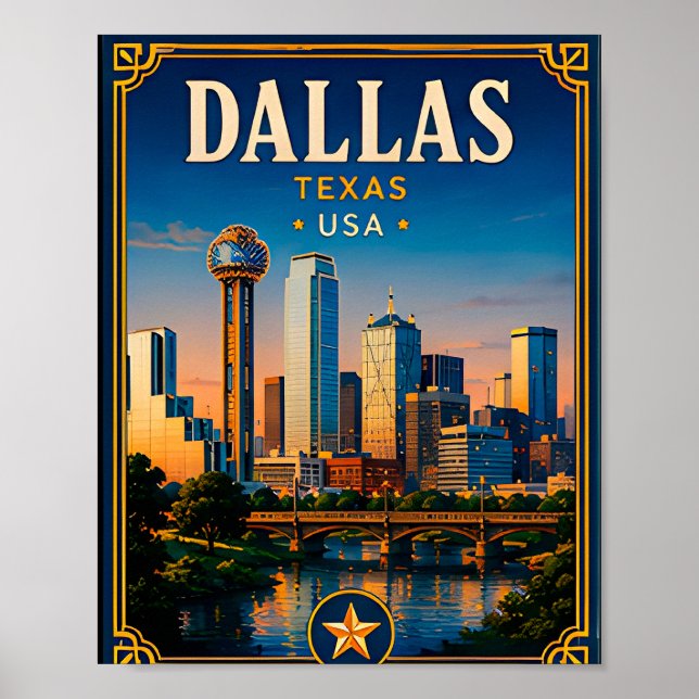 ⭐ Dallas Texas Semester Minne Från Himmelslinje Be Poster (Framsidan)