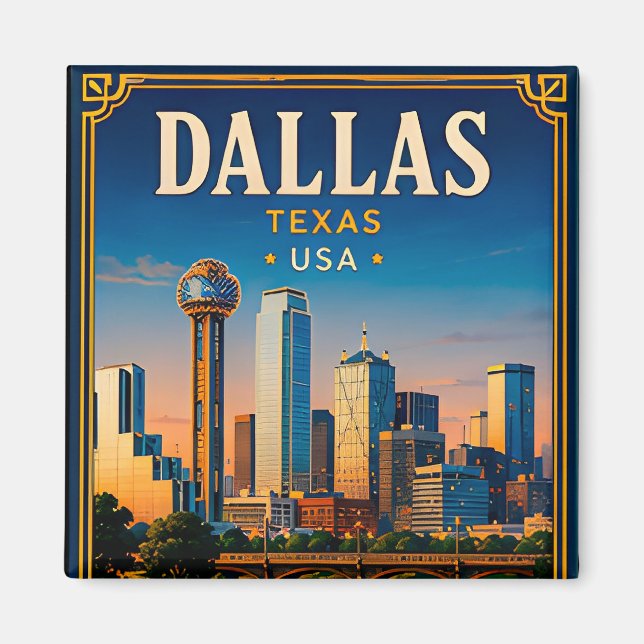 ⭐ Dallas Texas Semester Minne Magnet (Framsidan)