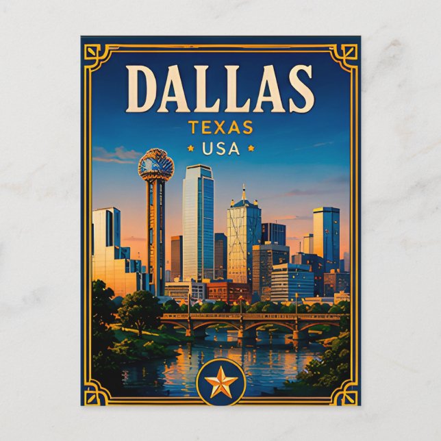 ⭐ Dallas Texas Semester Minne Vykort (Framsida)