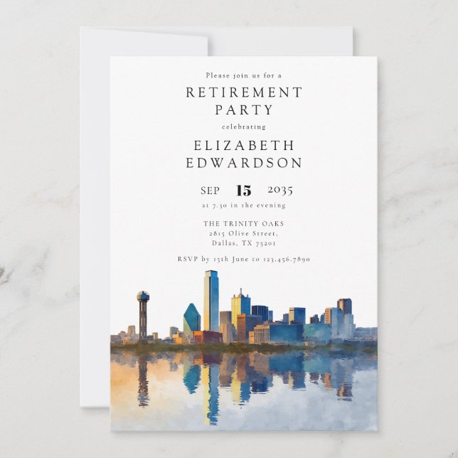 Dallas Texas Siluett Pensioneringsfest Inbjudningar (Framsida)