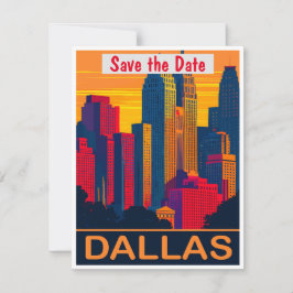 Dallas Texas Siluett Rosa Bröllopsinbjudan Spara Datumet