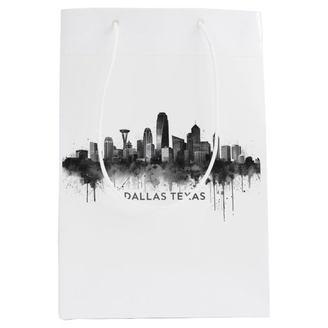 Dallas Texas Siluett Svart och Vitt Stadspanorama (Framsidan)