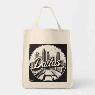 Dallas Texas Siluett Svart-vit stadsbild Tygkasse