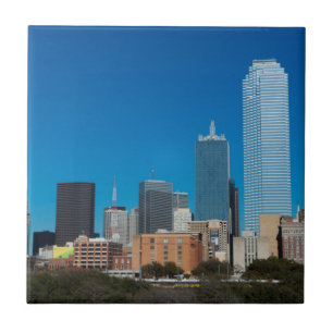 Dallas Texas siluett vid solnedgång Kakelplatta