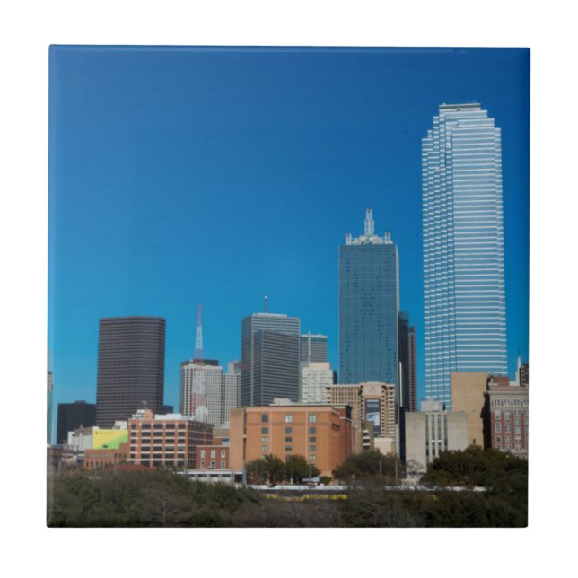 Dallas Texas siluett vid solnedgång Kakelplatta (Framsidan)