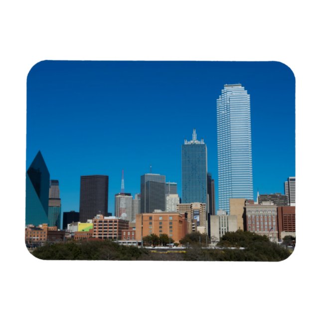 Dallas Texas siluett vid solnedgång Magnet (Horisontell)