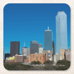 Dallas Texas siluett vid solnedgång Underlägg Papper Kvadrat