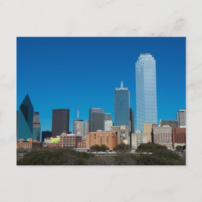 Dallas Texas siluett vid solnedgång Vykort (Framsida)