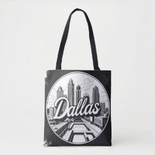 Dallas Texas Skyline Black and White Cityscape Tygkasse
