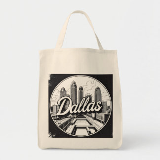Dallas Texas Skyline Black and White Cityscape Tygkasse
