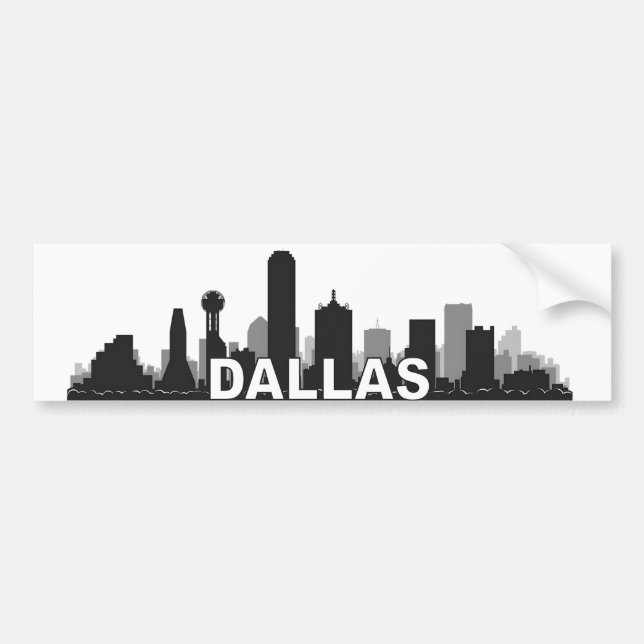 Dallas Texas Skyline Bumper Sticker Bildekal (Framsidan)