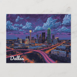 Dallas Texas Skyline City Art Vykort