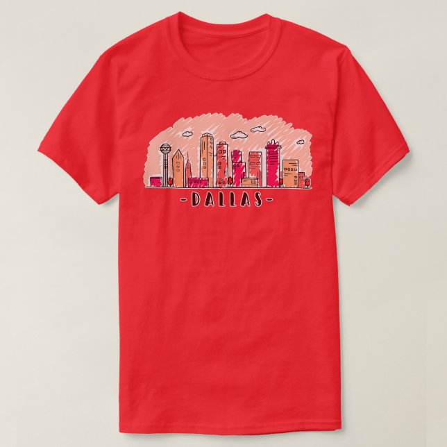 Dallas Texas Skyline DFW TX City 4 T Shirt (Design framsida)