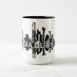 Dallas, Texas skyline in black Två-Tonad Mugg