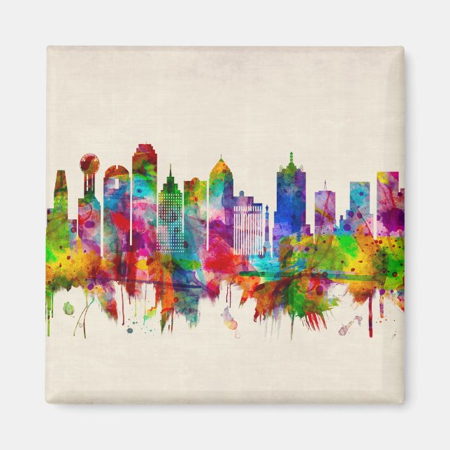 Dallas Texas Skyline Magnet (Framsidan)