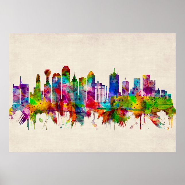 Dallas Texas Skyline Poster (Framsidan)
