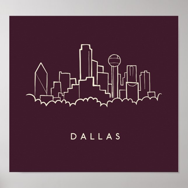 Dallas Texas Skyline Poster (Framsidan)